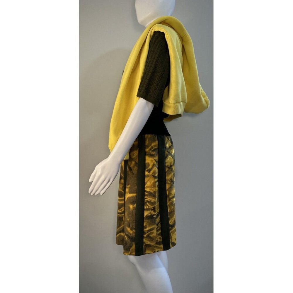 Y2K  EVA GERMAIN PARIS Unique Pattern black elastic High Waisted Skirt France - Picture 2 of 16